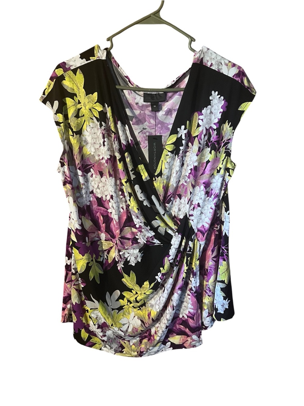 NWT Worthington Faux Wrap Around Shirt Top Plus 1X